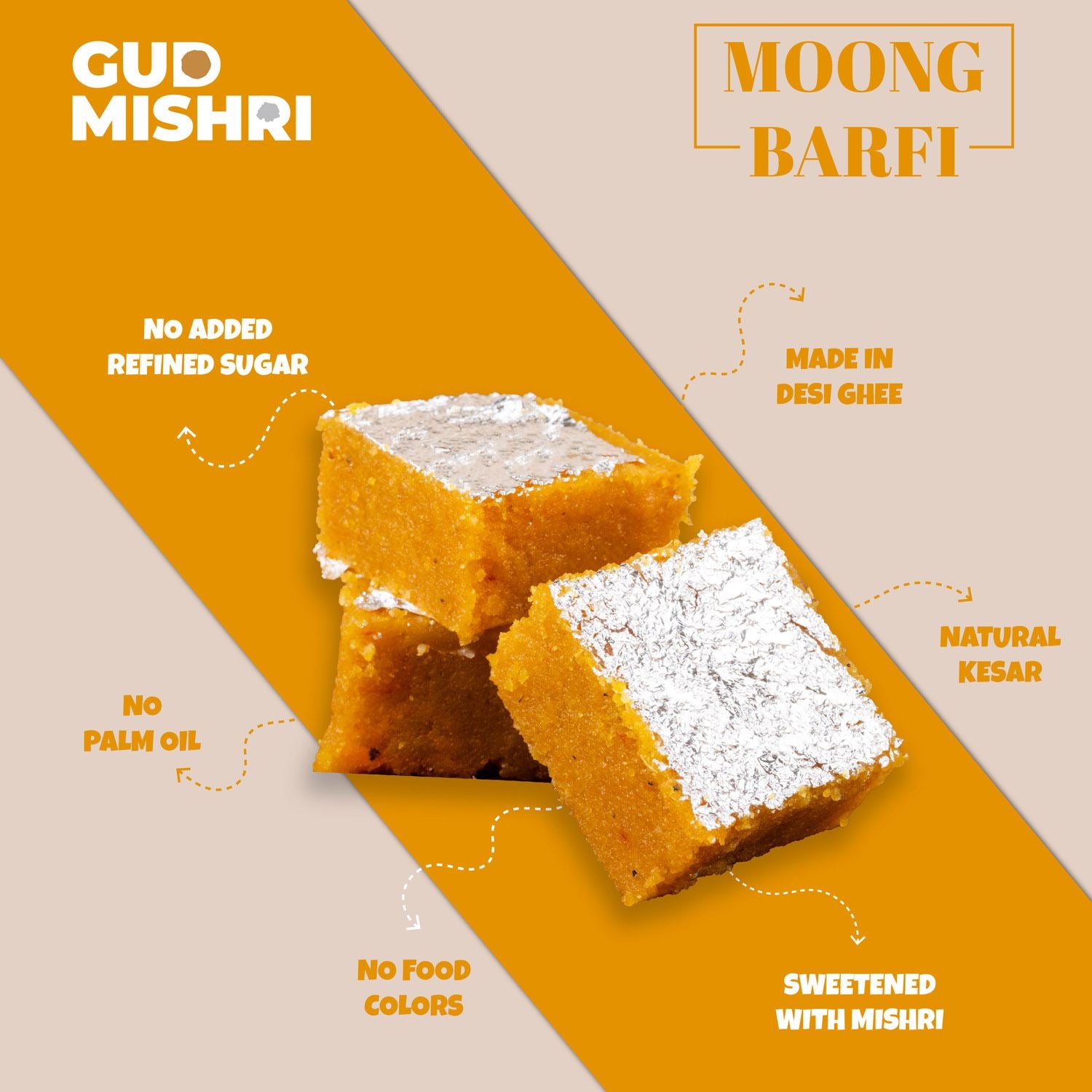 Moong Barfi Mishri - Gud Mishri