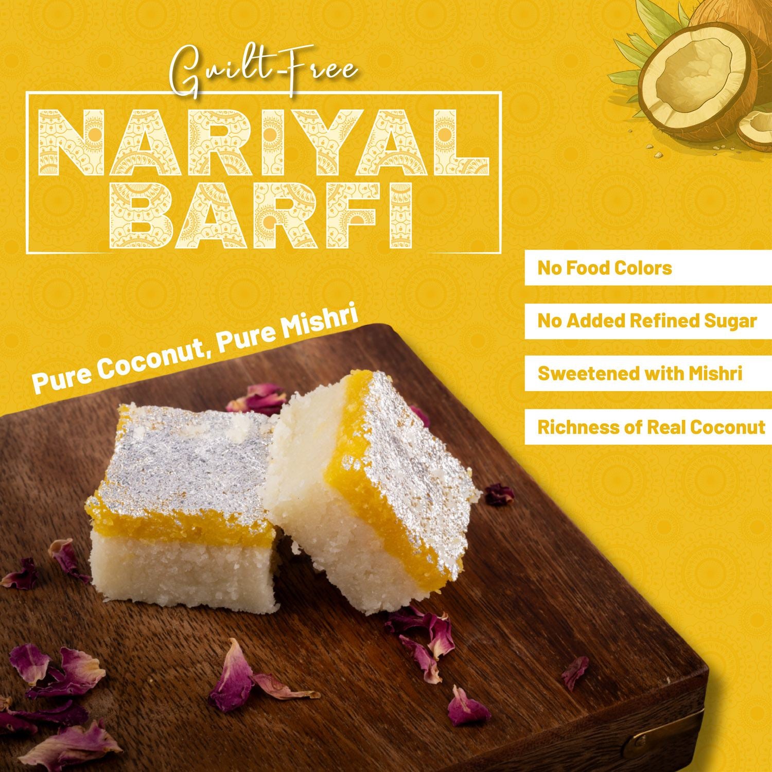 Nariyal Barfi Mishri Kesar - Gud Mishri