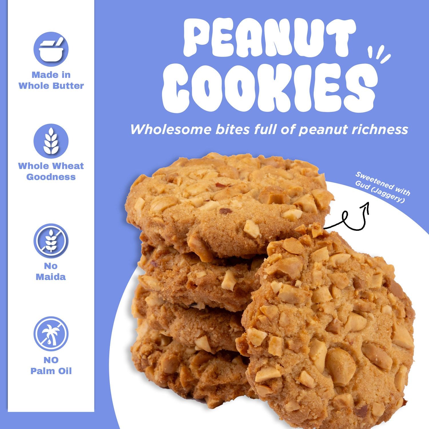 Peanut Gud Cookies (150gm) - Gud Mishri