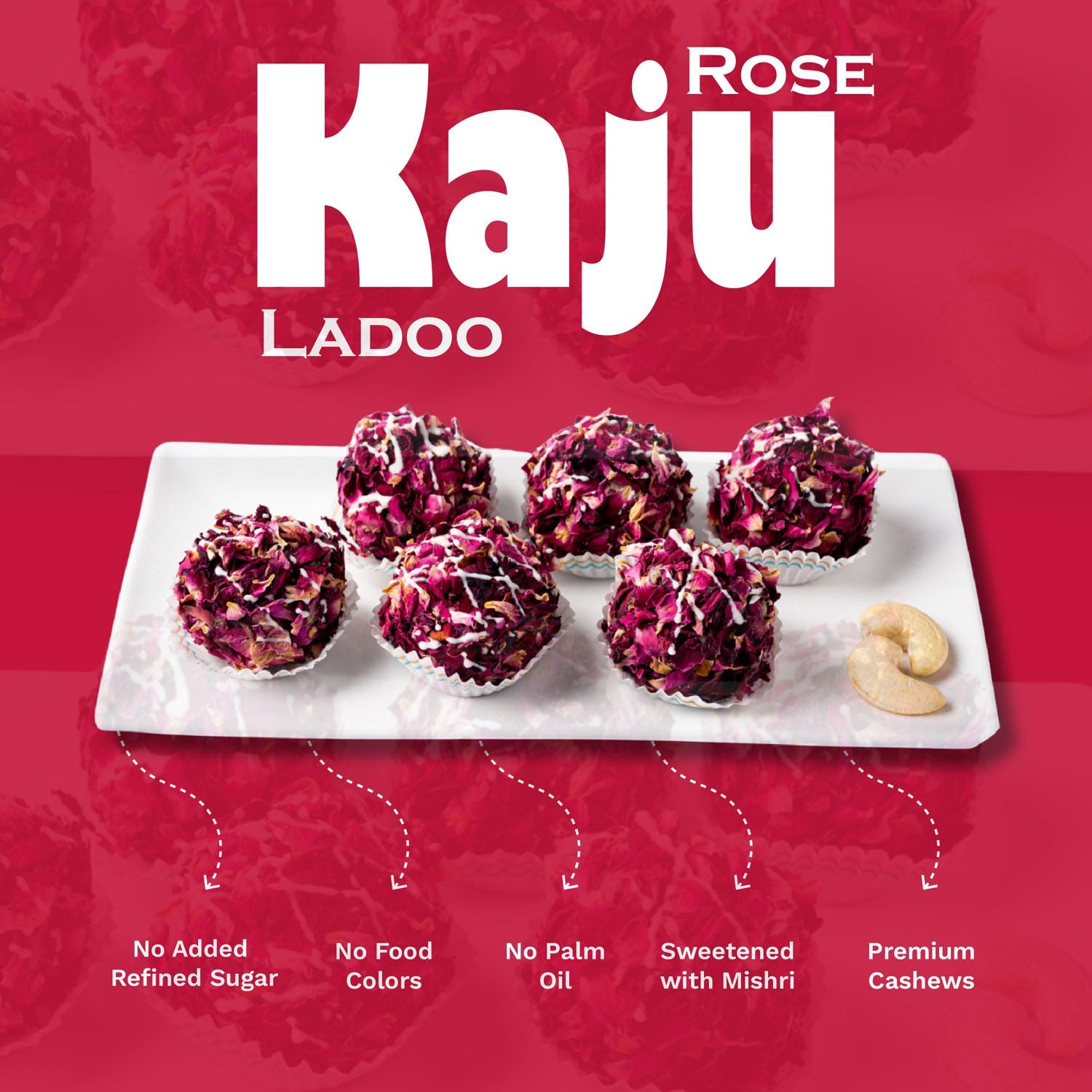 Kaju Rose Laddu - Gud Mishri